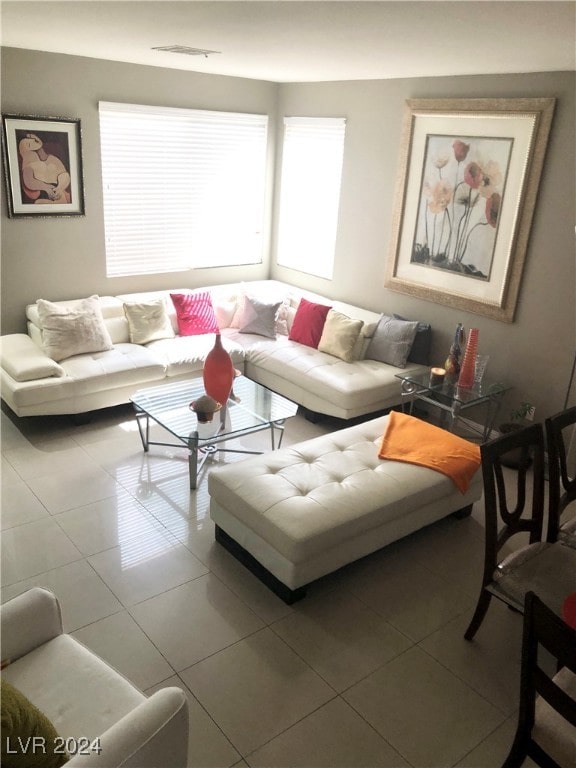 view of tiled living room