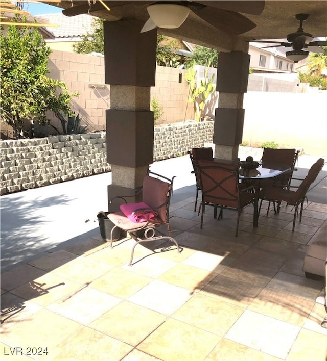 view of patio / terrace featuring ceiling fan