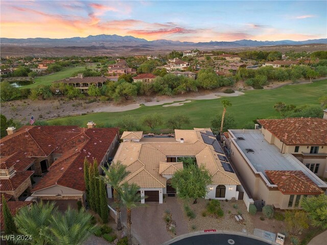 view of aerial view at dusk