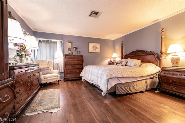 1834 Escondido Ter, Henderson, NV 89074 - bedroom featuring crown molding, wood finished floors, visible vents, and a textured ceiling