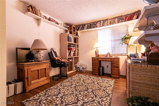 1834 Escondido Ter, Henderson, NV 89074 - home office featuring a textured ceiling and wood finished floors