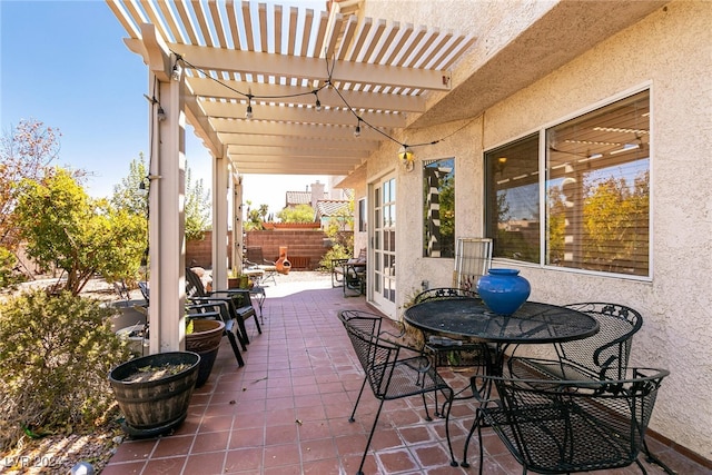 1834 Escondido Ter, Henderson, NV 89074 - view of patio / terrace featuring outdoor dining space, a pergola, and fence