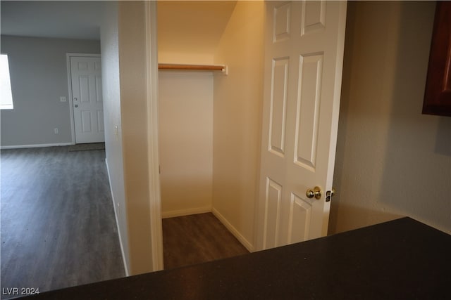 hall featuring dark hardwood / wood-style floors