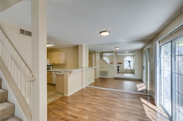 foyer entrance with light wood-type flooring