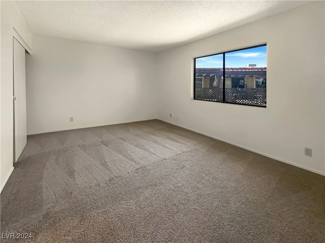 empty room featuring a textured ceiling and carpet floors