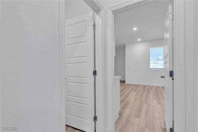 corridor featuring light wood-type flooring