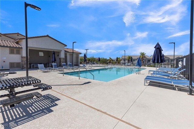 view of pool featuring a patio area