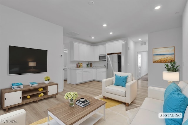 living room featuring light wood-type flooring