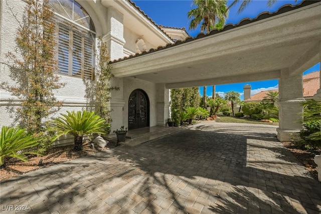 exterior space featuring french doors