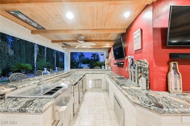 view of patio featuring ceiling fan and area for grilling