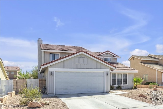 view of front of property with a garage