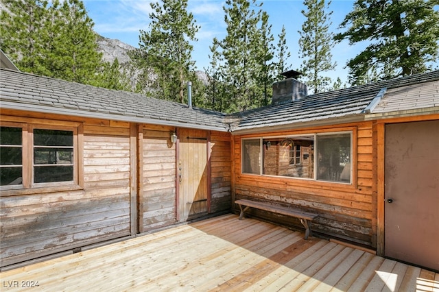 deck with a mountain view