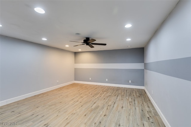 unfurnished room with light hardwood / wood-style floors and ceiling fan