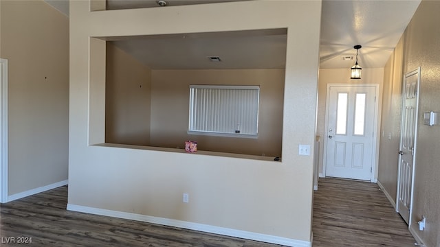 foyer with dark wood-type flooring