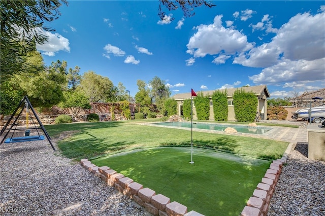 view of property's community featuring a pool