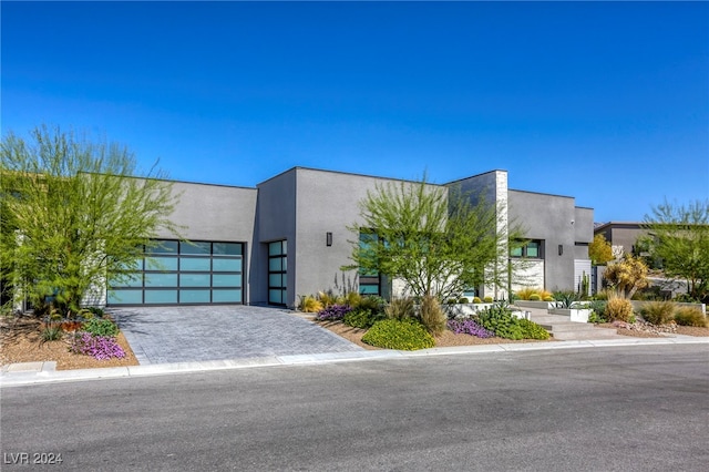 contemporary home featuring a garage