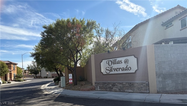 view of community sign