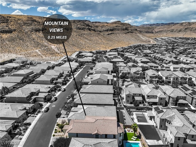 aerial view with a mountain view