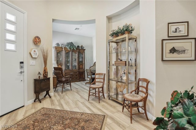 foyer entrance featuring light wood-type flooring