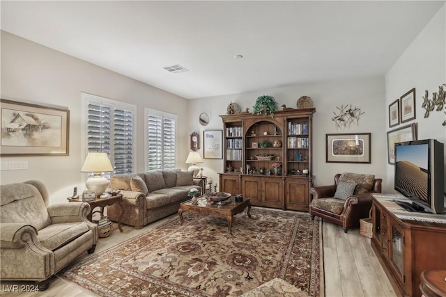 living room with light wood-type flooring