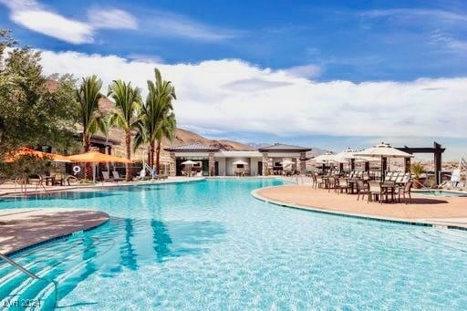 view of swimming pool with a gazebo