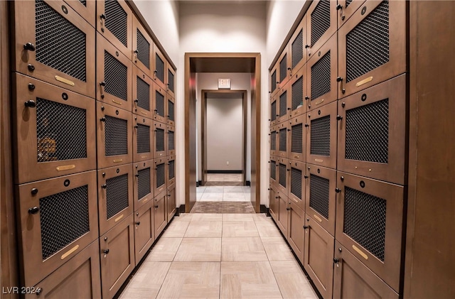 wine area with light parquet floors