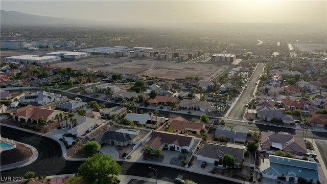 view of aerial view at dusk