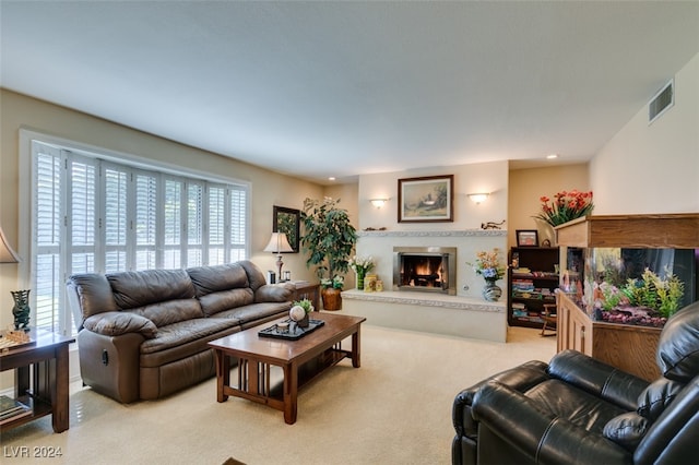 living room featuring carpet floors