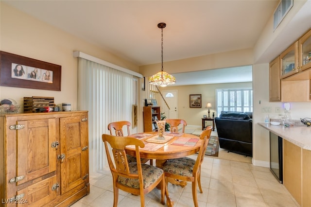 dining room with light tile patterned floors