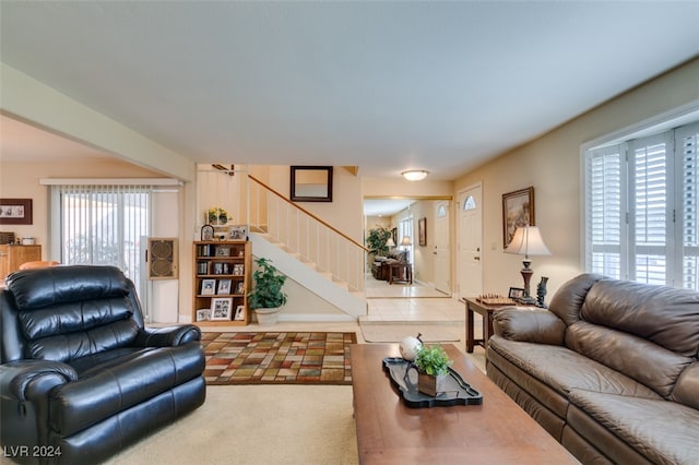 living room with carpet