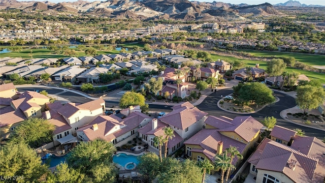 bird's eye view with a mountain view