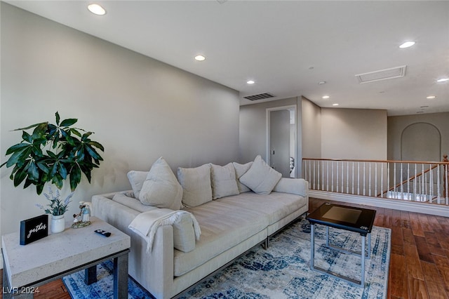 living room with hardwood / wood-style flooring