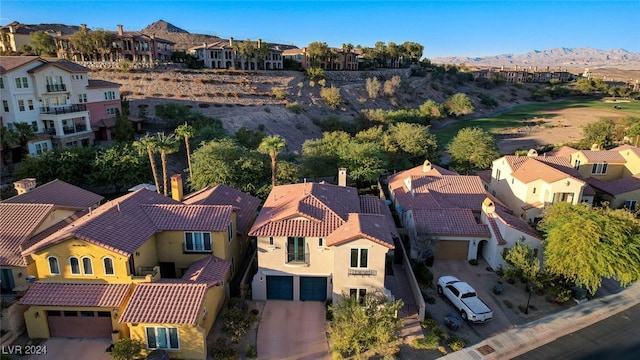 aerial view with a mountain view