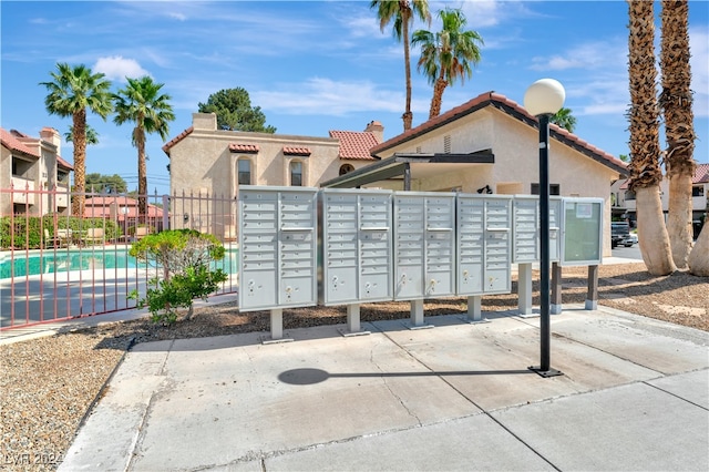 view of property's community featuring a mail area and a pool