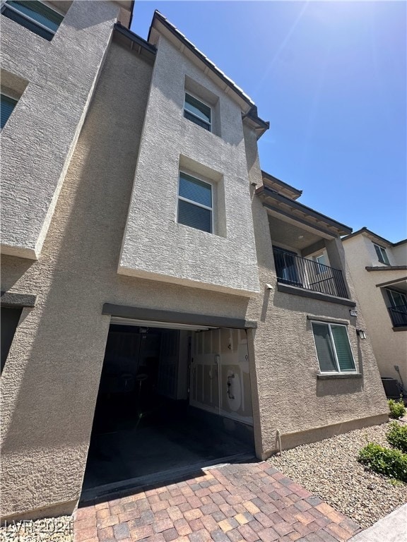 exterior space with a garage