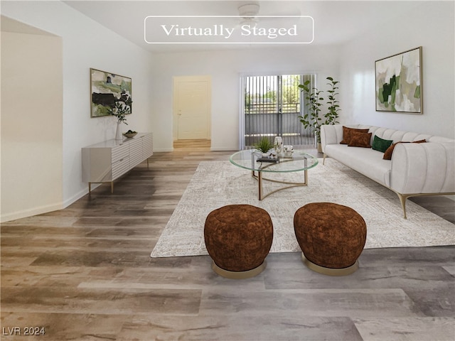 living room with hardwood / wood-style floors