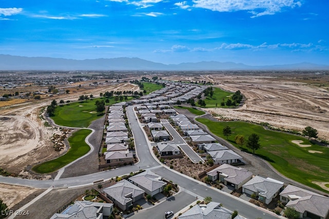 drone / aerial view featuring a mountain view