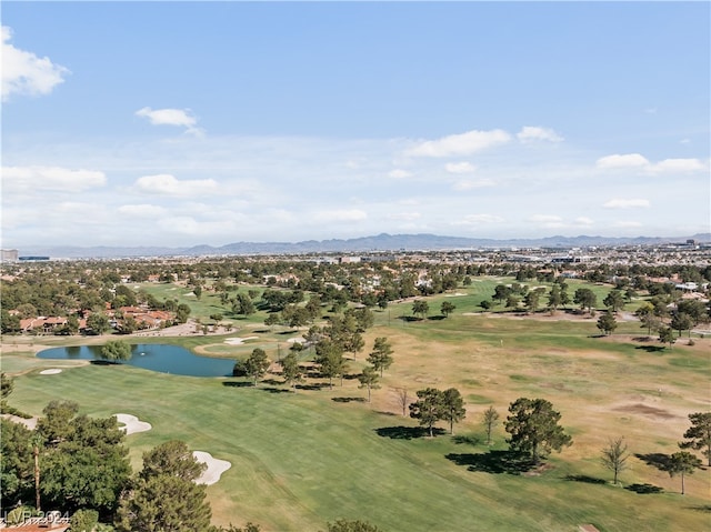 aerial view with a water and mountain view