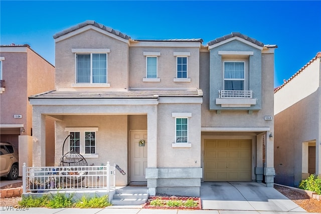 view of front of home with a garage