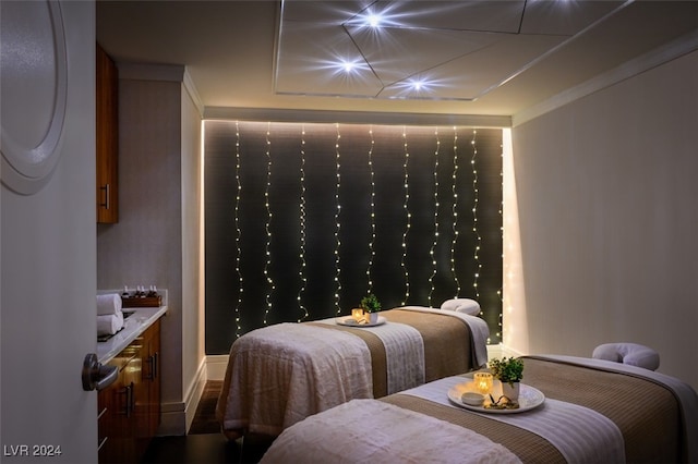 bedroom featuring dark wood-type flooring