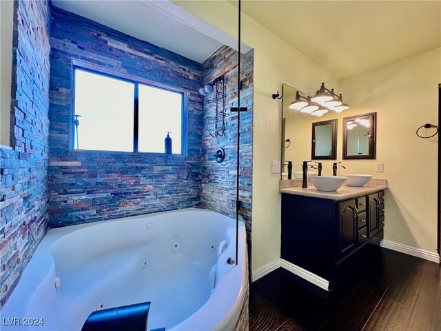 bathroom featuring vanity and wood-type flooring