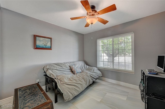 living room with ceiling fan