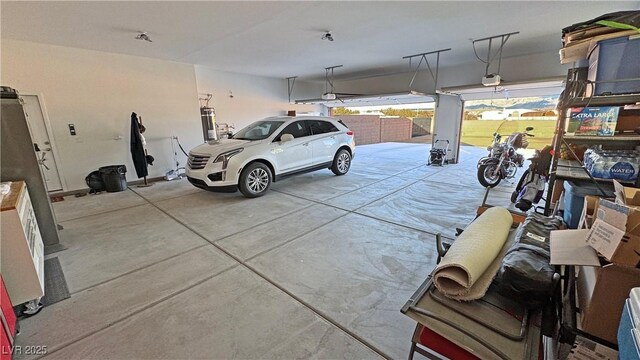 garage with a garage door opener