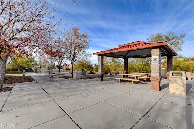 view of property's community featuring a gazebo and a patio