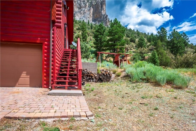 view of yard with stairs