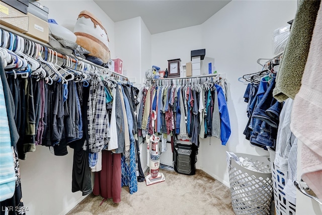 walk in closet featuring carpet floors