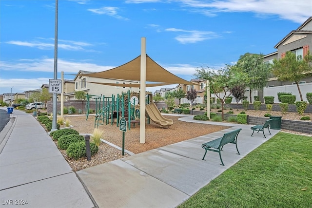 view of playground featuring a yard