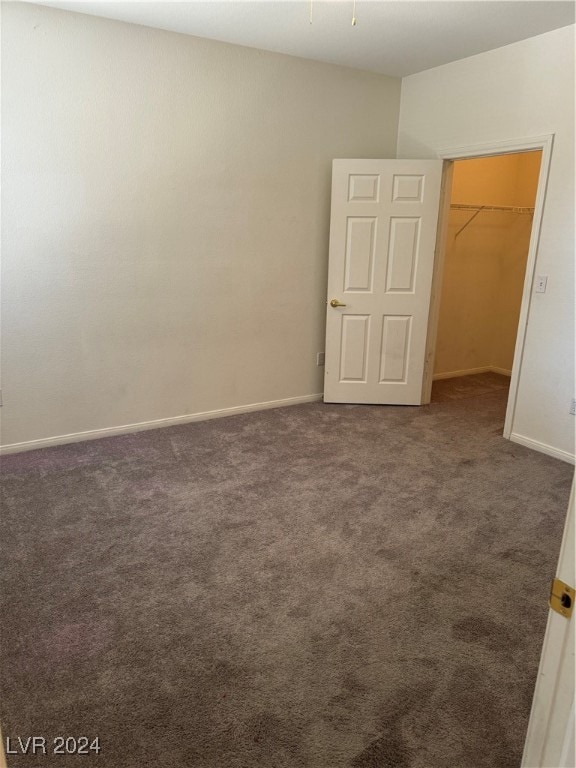 interior space featuring carpet flooring, a walk in closet, and a closet