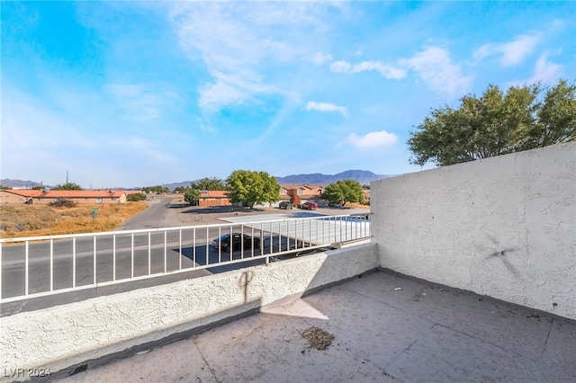 view of patio / terrace with a mountain view