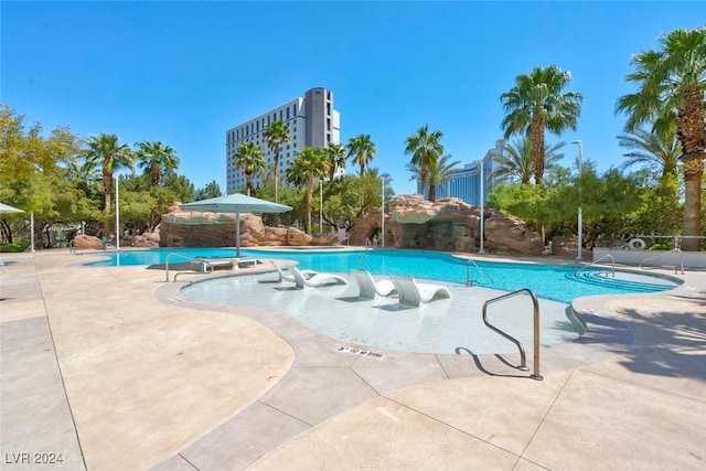 view of pool with a patio